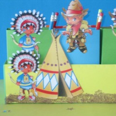Cowboys en indianen uitdeeldoos.