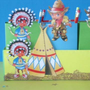 Cowboys en indianen uitdeeldoos.